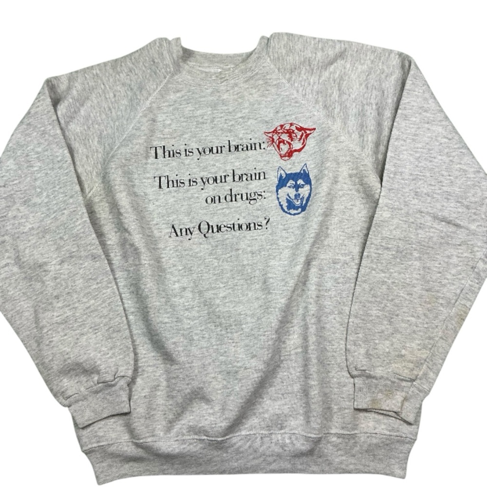 Vintage Washington State Cougars 80s this is your brain crewneck USA made size M